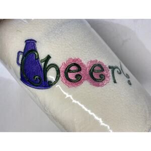 Cheer Embroidered Fleece Throw Blanket Cream Pink 50" x 60" Sports Cheerleader